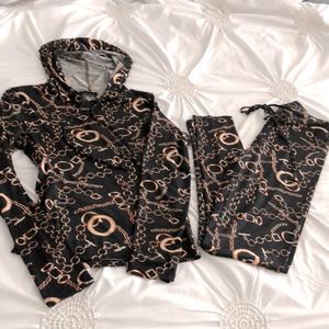 PEACHY GIRL HOODIE & JOGGERS set CHAIN PRINT